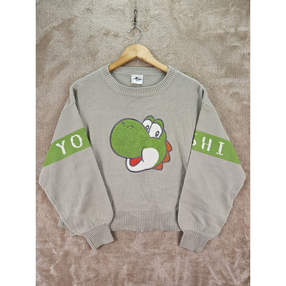 Universal Studios Japan Super Mario Yoshi Knit Sweater Embroidered Yoshi Graphic